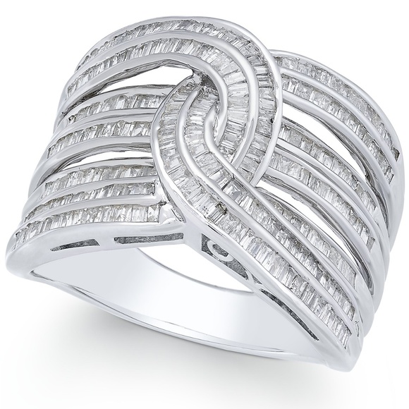 Diamond Baguette lnterwoven Statement Ring - Picture 1 of 5